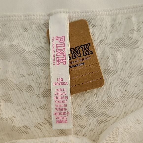 VICTORIA'S SECRET PINK Lacy Panty Bundle White Cheekster + Maroon Thong Large - Picture 4 of 11